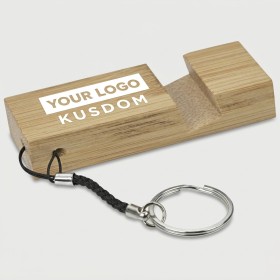 Eco-friendly Bamboo Phone Stand Keychain