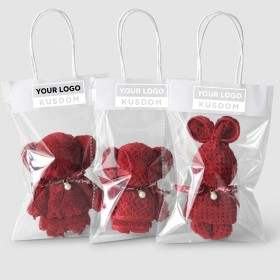 Pearl Ribbon Bunny Shaped Towel