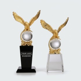Eagle Soaring Crystal Trophy