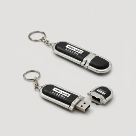 Metal Leather USB Keychain