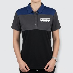 女式時尚條紋功能性 Polo 衫