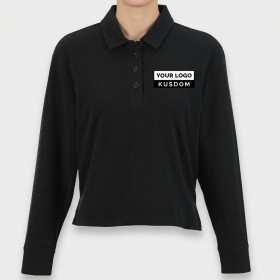 女士長袖休閒 Polo 衫