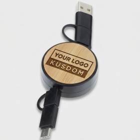 Eco-Friendly Bamboo Dual-Head Charging Cable
