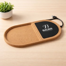 Cocoa Wood Wireless Charging Organizer