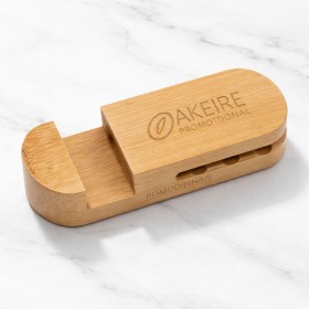 Bamboo Phone Holder and Cable Organizer