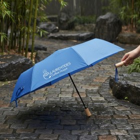 Automatic Folding Umbrella with Wooden Handle