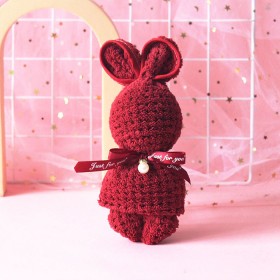 Pearl Ribbon Bunny Shaped Towel