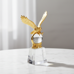 Eagle Soaring Crystal Trophy