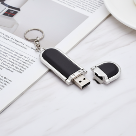 Metal Leather USB Keychain