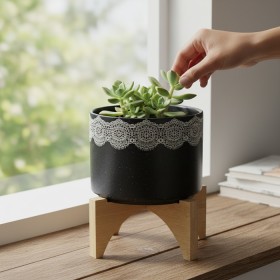 Elegant Lace Ceramic Planter