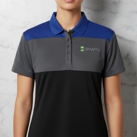 女式時尚條紋功能性 Polo 衫
