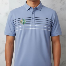 High-Performance Striped Business Polo