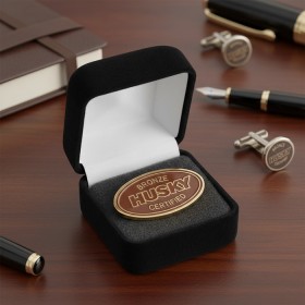 Classic Metal Lapel Pin - Oval Shape - Elegant Gift Box