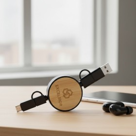 Eco-Friendly Bamboo Dual-Head Charging Cable