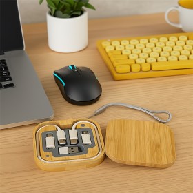 Eco-Friendly Bamboo Multi-Function Cable Organizer