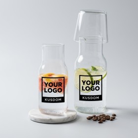 Double Cup Glass Water Bottle Set