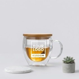 Double-Layer Glass Insulated Cup (Natural Bamboo Lid)